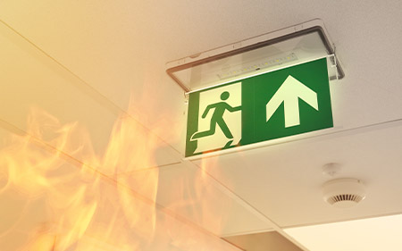 emergency lights and fire safety signs